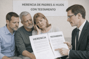 Herencia de padres a hijos con testamento
