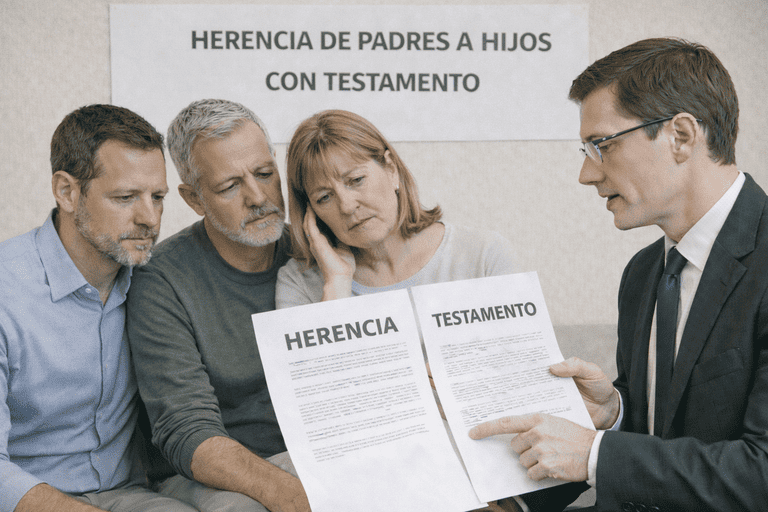 Herencia de padres a hijos con testamento