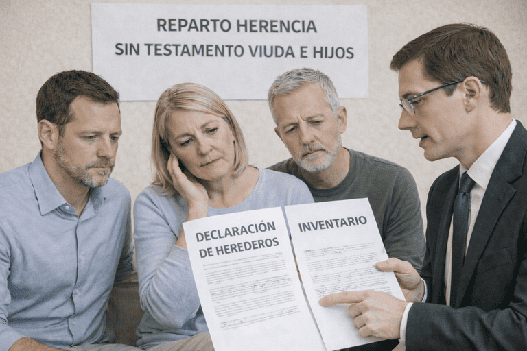 Reparto herencia sin testamento viuda e hijos