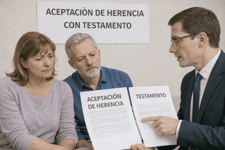 aceptación de herencia con testamento