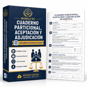 Modelo de cuaderno particional, aceptación y adjudicación de herencia