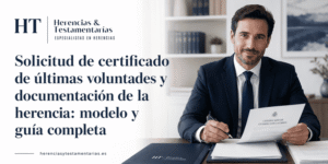 Solicitud de certificado de últimas voluntades y documentación de la herencia modelo y guía completa
